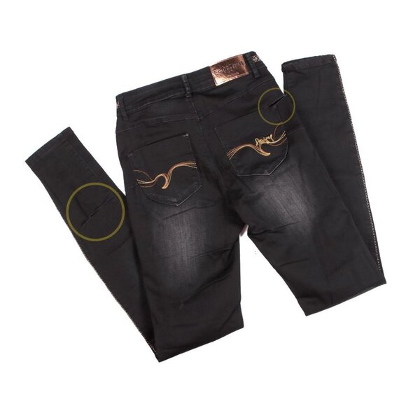 Desigual Exotic Hi-Rise Jeans Lightweight Embroidered Denim Black NEW READ - Picture 5 of 12